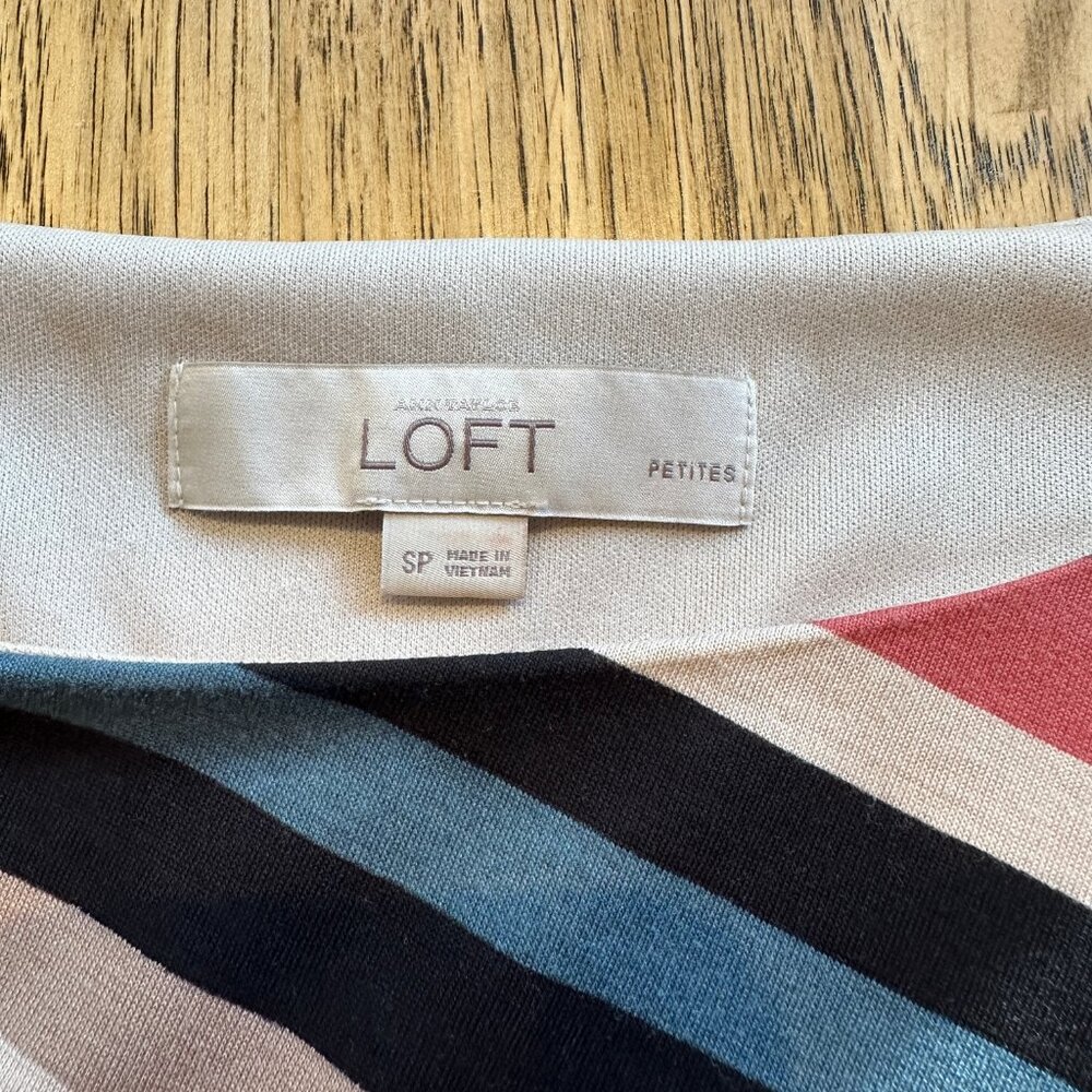 LOFT Multi Stripe Short Sleeve Dress Size Small Petite - Picture 5 of 6